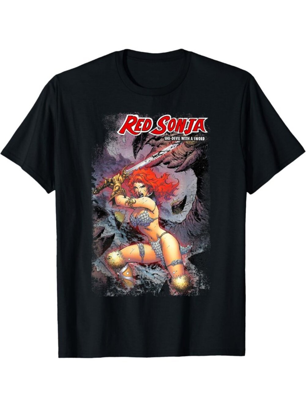 She-Devil Warrior Queen T-Shirt | Red Graphic Tee with Comic Cover Design
